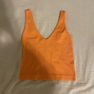 Free People Orange Ribbed Tank Top